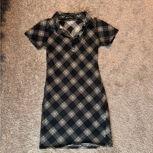 Motel Rocks Plaid Collared Mini Dress